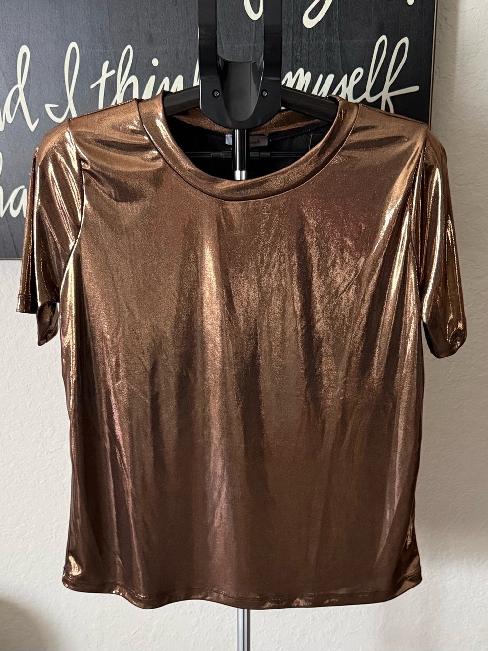 white birch Metallic Copper Short Sleeve Tee NWOT